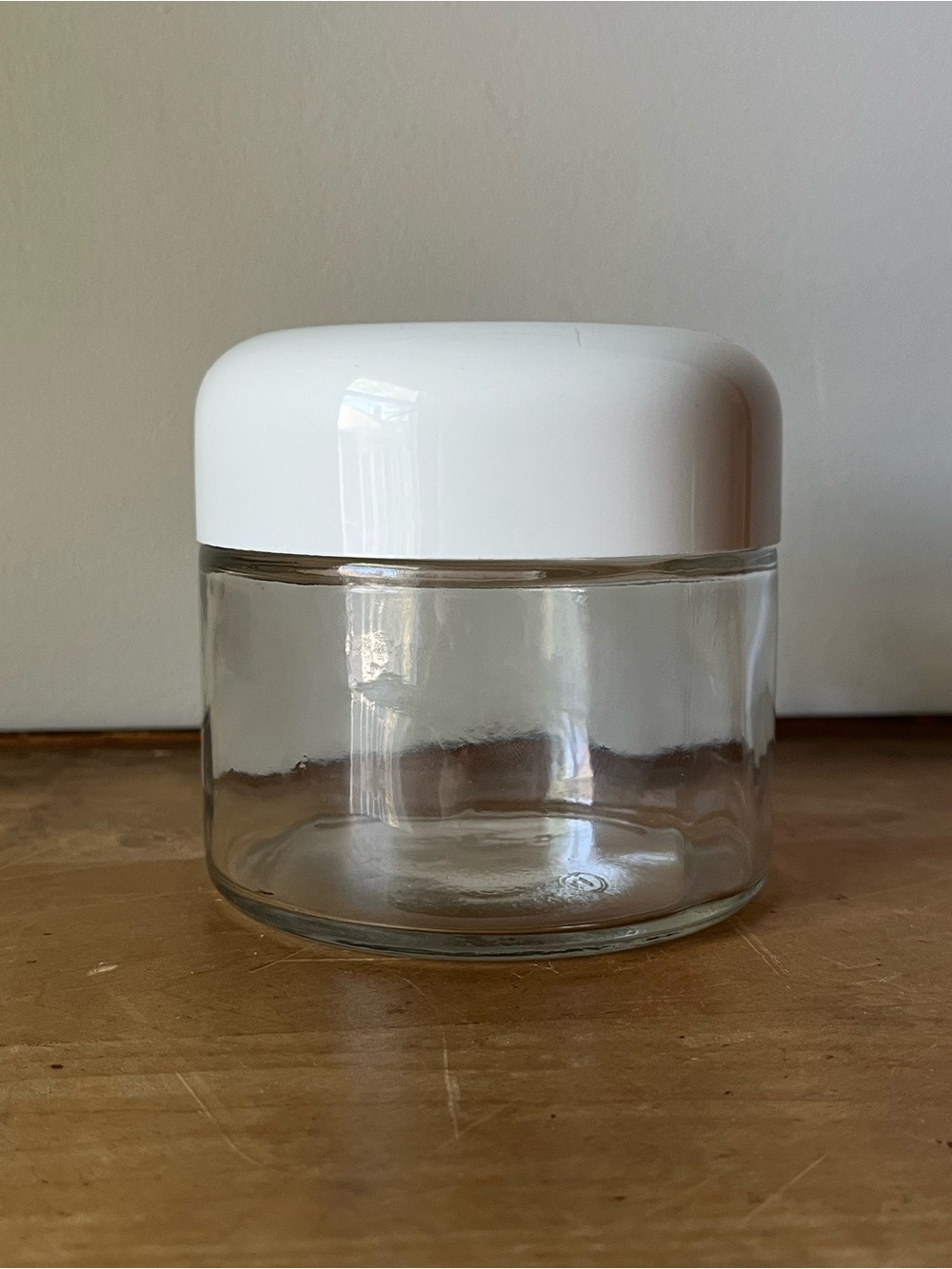 Vintage Gemco 1970's Mid Mod Glass Canister White Lid Jar